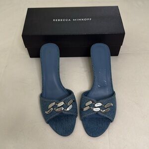 Rebecca Minkoff Blue Denim Slide low heel Sandals